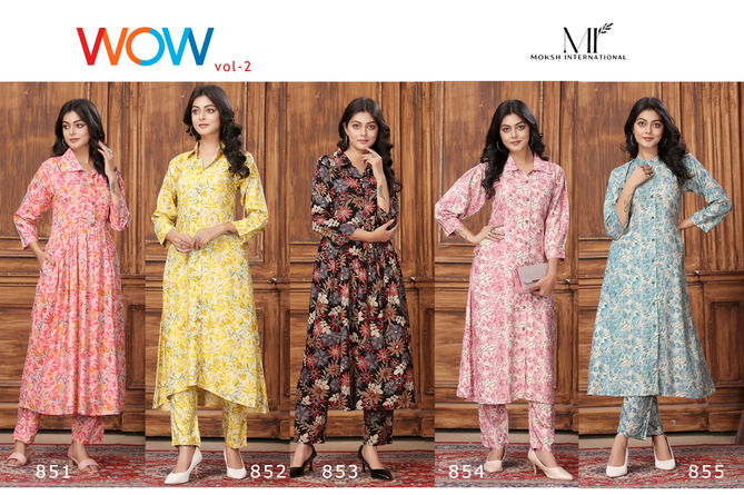 Wow Vol 2 By Moksh Riyon Cord Set Wholesale Kurti With Bottom Suppliers In Mumbai